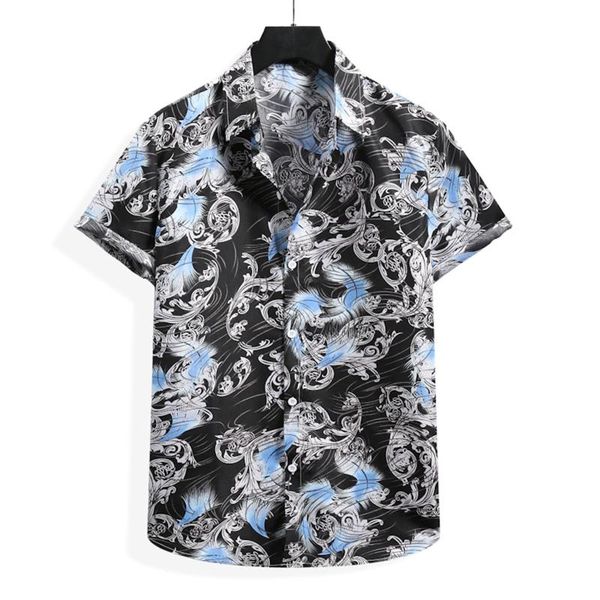 

men's casual shirts summer men women chic dragon print short sleeve shirt fashion holiday comfort lapel button mens blouse streetwear, White;black