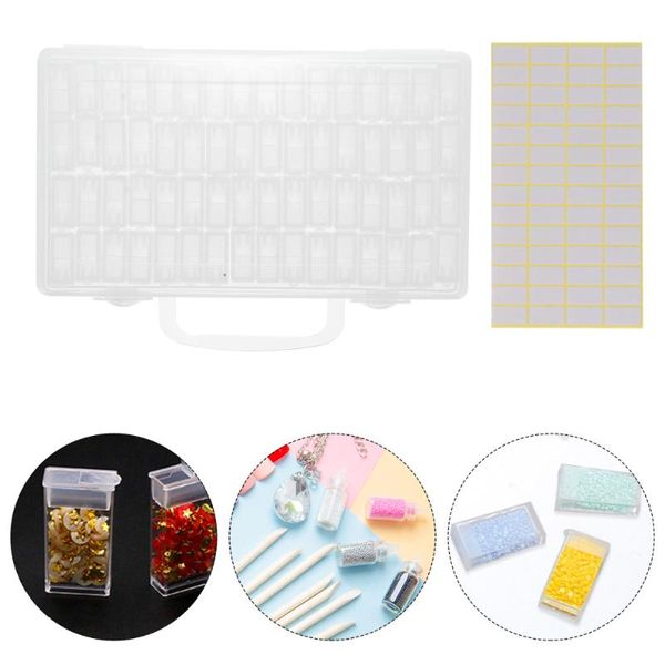 

nail art decorations 64 grids diy beaded storage box accessory, Silver;gold