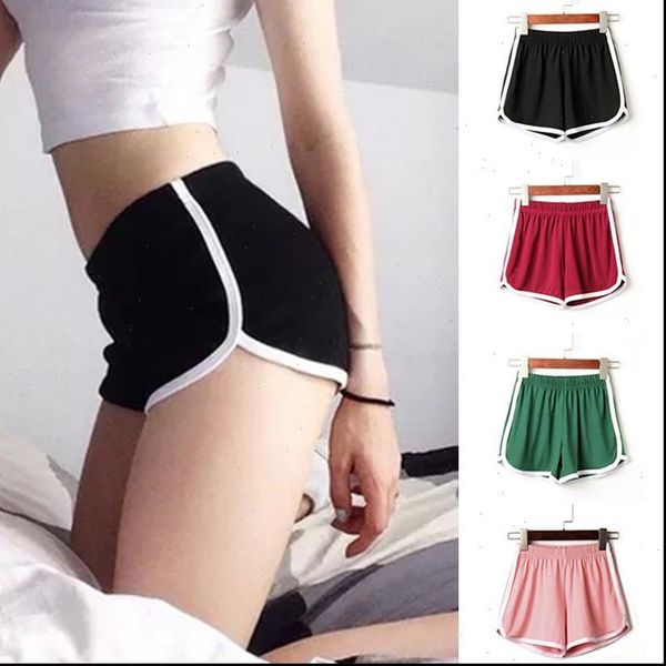 

summer women sports shorts candy color skinny shorts casual lady elastic waist beach running gym fitness short pants plus sizes, White;black