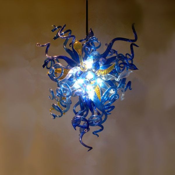 Lampadari blu Lampada Lampadine LED di alta qualità Home Hotel Decorazione di nozze Lampadario in vetro di Murano soffiato a mano 28 o 32 pollici