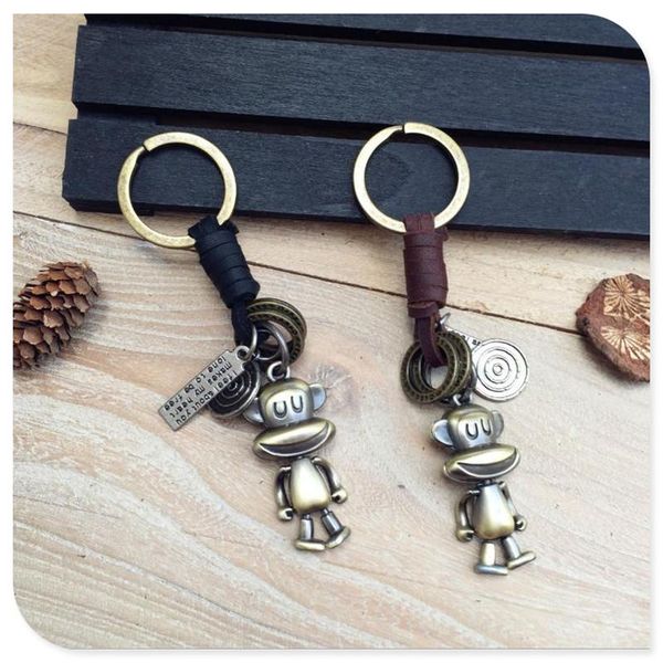 

keychains joker fashion retro leather pendant key mouth monkey alloy car chain wholesale for men and women, Silver