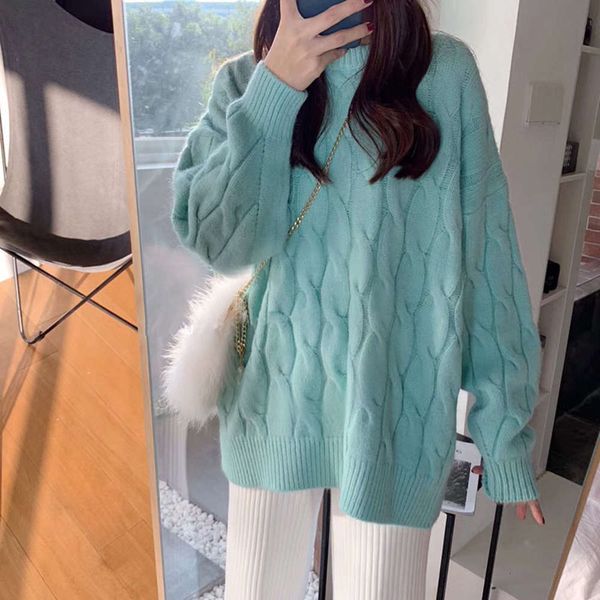 

soft milk blue twist pullover for women in autumn and winter 2020, White;black