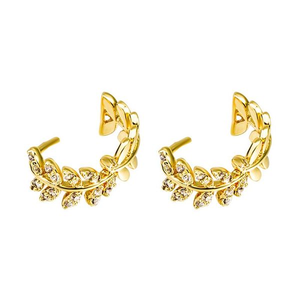 

clip-on & screw back garilina white zircon gold willow earrings wholesale wedding anniversary engagement gifts jewelry for women e2274, Silver
