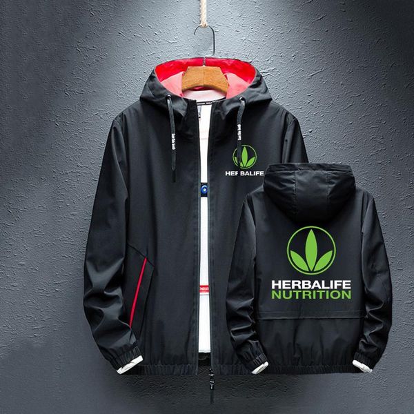 

men's hoodies & sweatshirts 2021 man's autumn herbalife nutrition windbreaker rainproof coats zipper casual splice harajuku jacket, Black