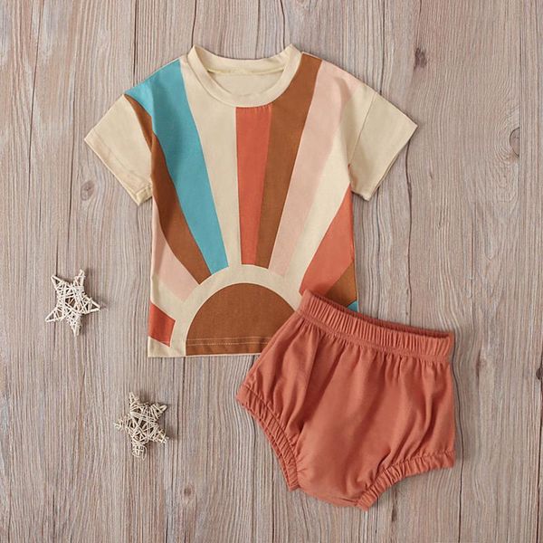 

clothing sets toddler baby girl summer color sun short-sleeved + shorts two-piece suit fashion girls clothes, White