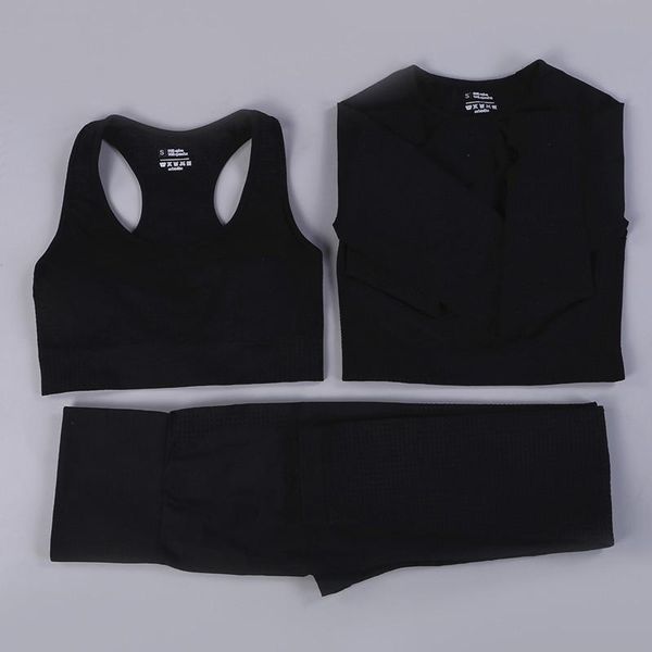 

yoga outfit 2021 women seamless set fitness sports suits gym cloth long sleeve shirts high waist running leggings workout clothing