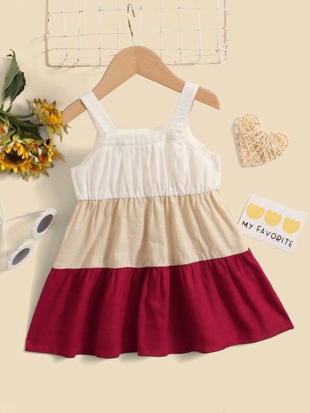 

baby colorblock cami dress she, Red;yellow