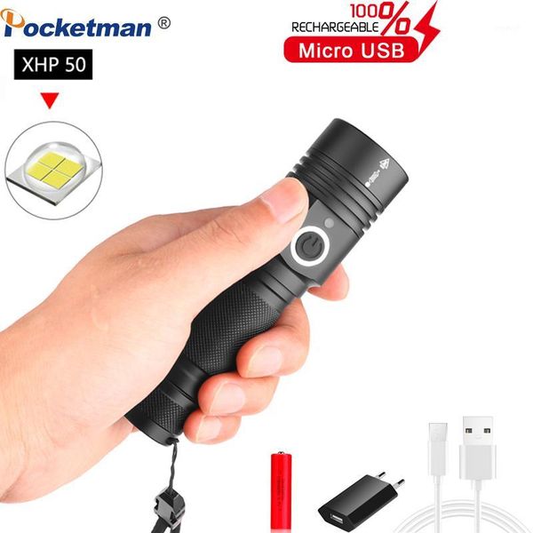 

flashlights torches ultra powerful led usb rechargeable zoomable torch xhp50 xhp70 hand lamp 26650 18650 battery flash light1