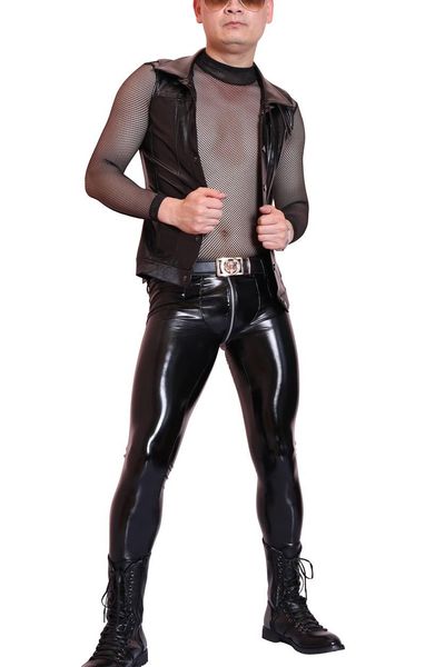 

men's body shapers great transparent mesh coarse long-sleeved high-necked triangular piece tight underwear, Black;brown