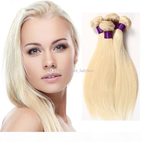 

blonde hair extensions color #613 straight style color blonde brazilian human hair bundles 10"-30" straight hair weave, Black