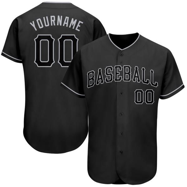 

custom black black-gray-3 authentic baseball jersey, Blue;black