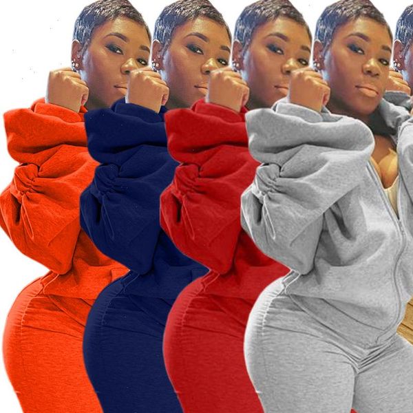 

2hr8135 autumn women casual two piece set solid hooded puff sleeve backless pants tracksuit sweatsuit outfits, Gray