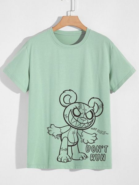 

men slogan and cartoon graphic tee u2qp#, White;black