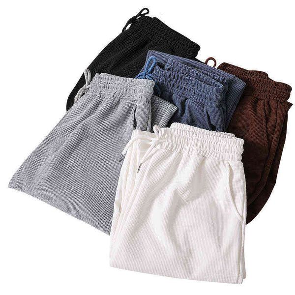 

2021 autumn and winter bf style waffle sports women's high waist, thin, casual loose legged harlan wei pants, Black;white