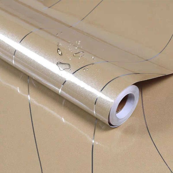 Grosso PVC Mobiliário Armário Auto Adesivo Autocolante Pintura de Ouro Pintura Papel de Parede Linha De Prata Papel de Contato Roupeiro Papel 210705