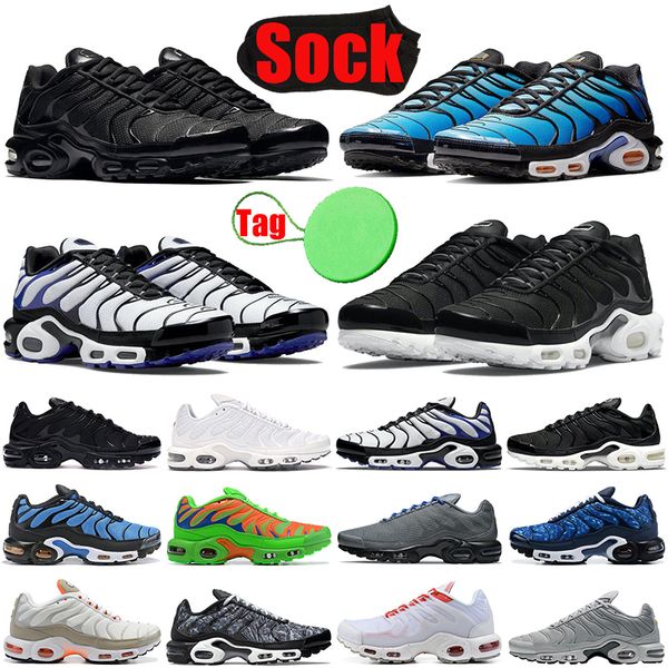 

with tag sock tn plus se men running shoes triple black white hyper blue persian violet dark smoke grey cordura grey mens trainers sports sn