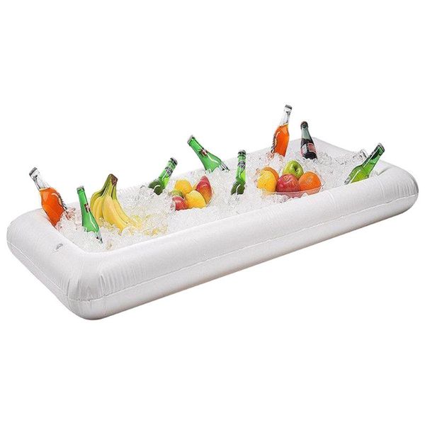 Poolzubehör 53,1 x 25,6 '' aufblasbare Eis-Servierbuffetbar PVC-Faltkühler Wasserschwimmtablett für Schwimmparty Picknick Strand GA