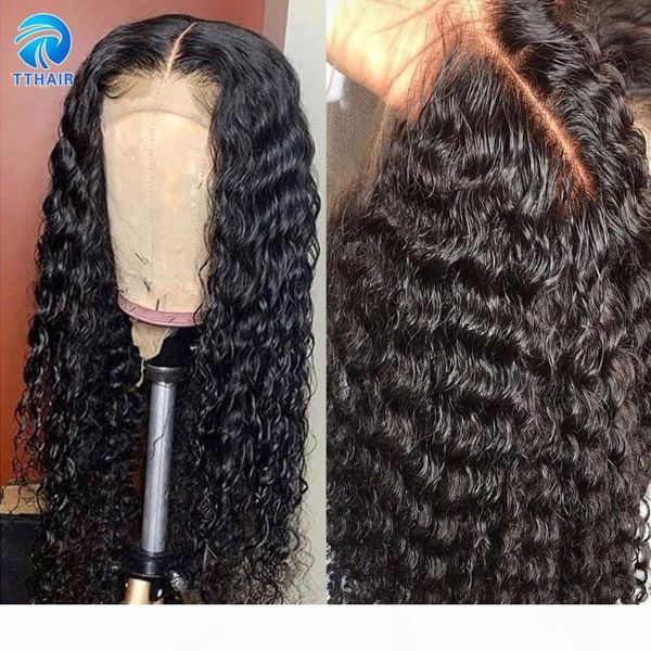 

deep wave wig lace front human hair wigs for women 4x4 closure wig 13x4 lace frontal 150 remy hair wigs pre plucked, Black;brown
