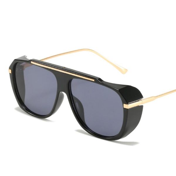 

sunglasses uv400 quality big frame poilt men women metal mix plastic aviation sun trendy glasses gradient tide ride eyewear, White;black