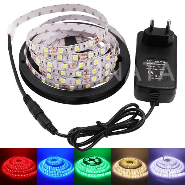 

strips dc12v led strip set with eu power supply ip21 ip65 waterproof warm white/red/blue/green 60leds/m flexible ribbon light