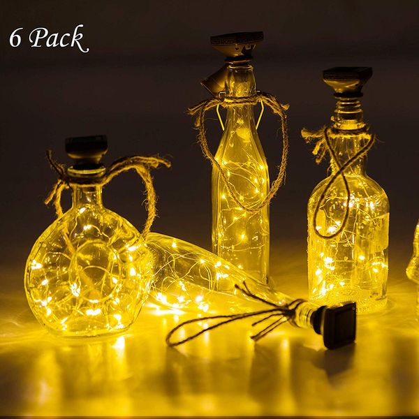 

2021 new 20led 6pcs string outdoors wine bottle moved solar energy fade lights christmas feast d'water decoration t2zt