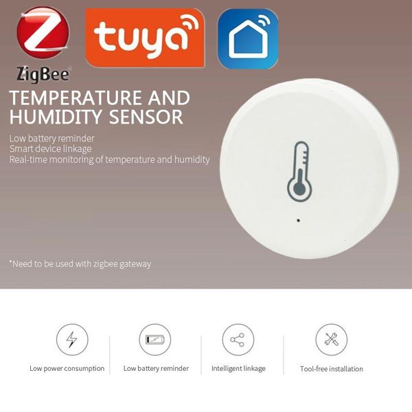 

tuya zigbee smart temperature and humidity sensor for alarm system device work with zigbee gateway smart home automation