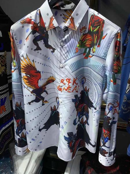 

men's casual shirts lk2112fashion 2021 runway luxury european design party style clothing, White;black