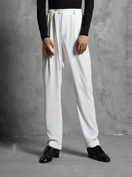 

stage wear zymdancestyle sojourn trousers #20814 loose fit pants with adjustable waist belt metal button men's latin dance zym for men, Black;red