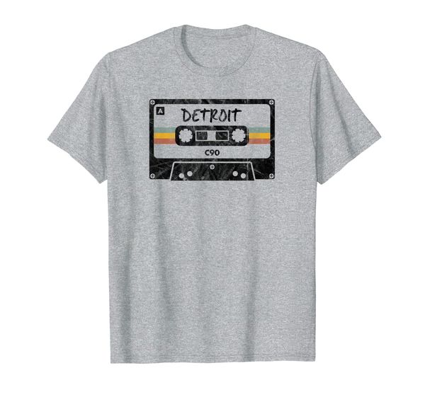 

detroit old school music art t-shirt, White;black