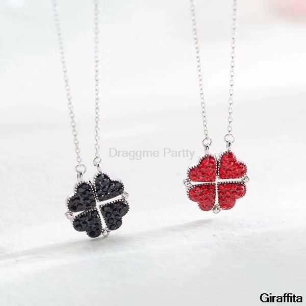 

pendant necklaces simple crystal 4 four-leaf clover necklace love stitching ladies fashion jewelry charm gift, Silver