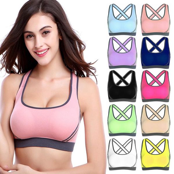 

gym clothing women sports bra underwear shockproof breathable cross back for running yoga fitness sal996125058, White;black