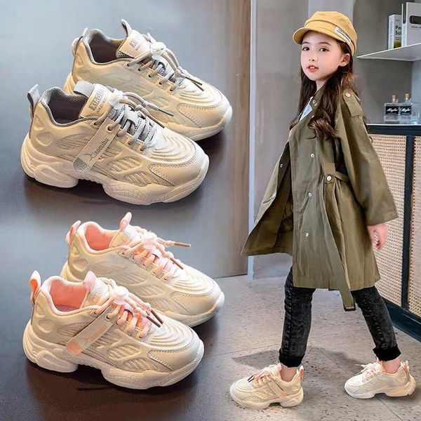 

2021 fashion girl shoes new children sneakers walking shoes boys of breathable casual sport running baby kids, Black