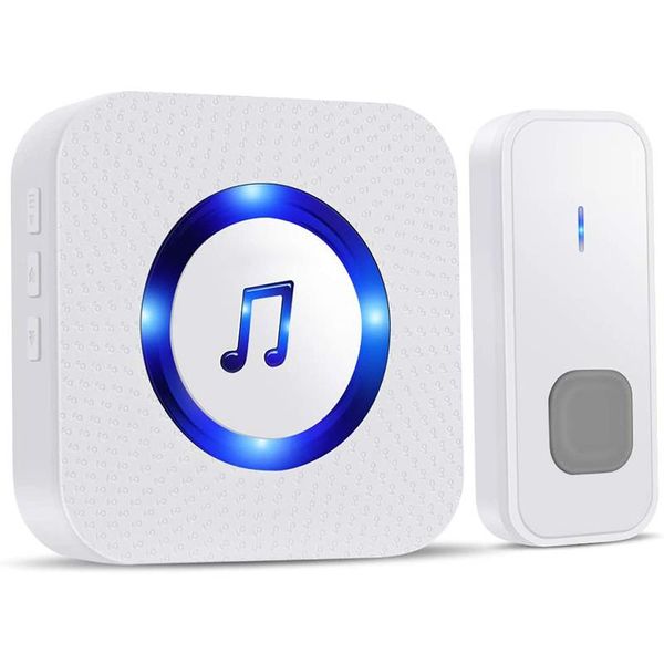 

doorbells wireless smart doorbell set ip55 waterproof electric door chime kit with 55 chimes&blue lights for home