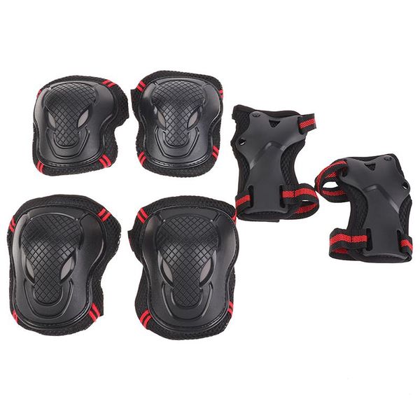 

6pcs/set outdoor sport lbow pads bicycle skateboard ice skate roller knee protector kating protective gear set kids, Black;gray