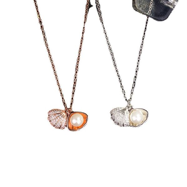 

chains fashion 2021 necklaces pendants for women freshwater pearl shell pendant choker necklace korean silver jewelry clavicle chain b