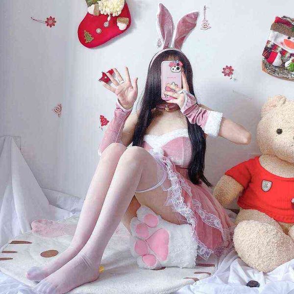 

nxy set lingerie erotic women set japanese kawaii clothing lolita dress winter flowers christmas bunny cosplay costumes 1210, Red;black