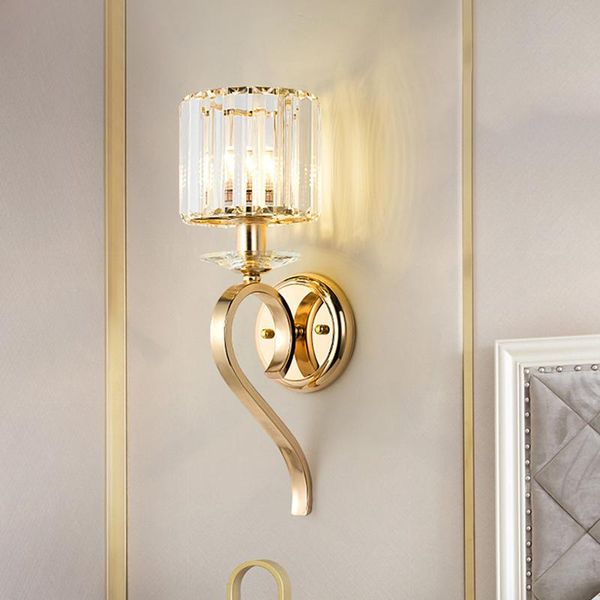 

postmodern crystal wall light living room bedroom background wall lamp model villa l decoration lamp aisle mirror light