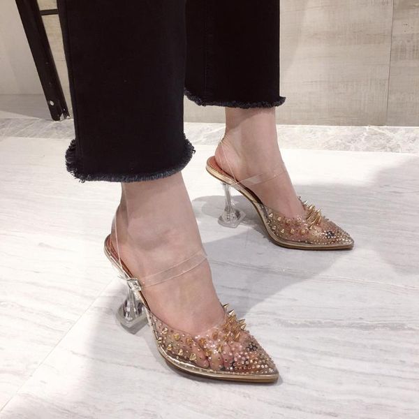 

fashion womens shoes 2021 female sandal large size strappy heels luxury spring comfort girls big new high pointed elastic, Black