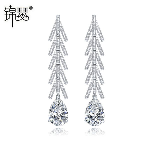 

jewelry charm stud yuese qingsi personalized fashion earrings aaa zircon exaggerated long wedding, Golden