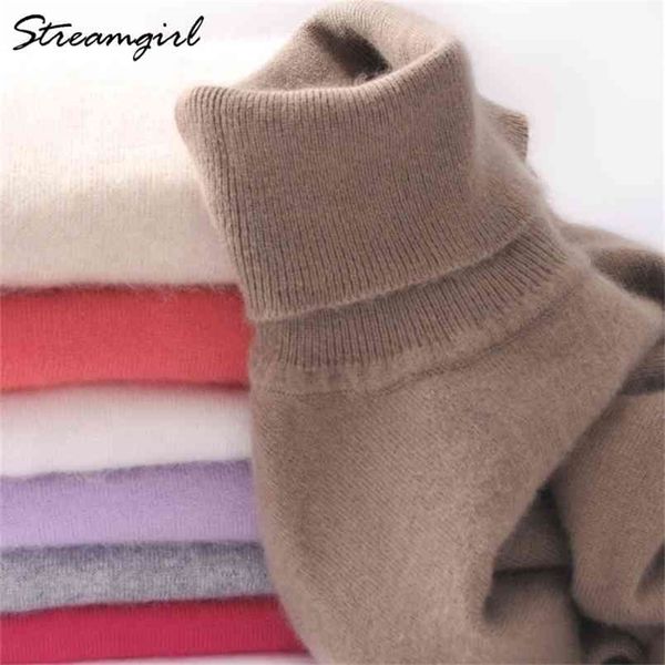 Maglione in cashmere da donna dolcevita invernale bianco da donna pullover da donna 210914