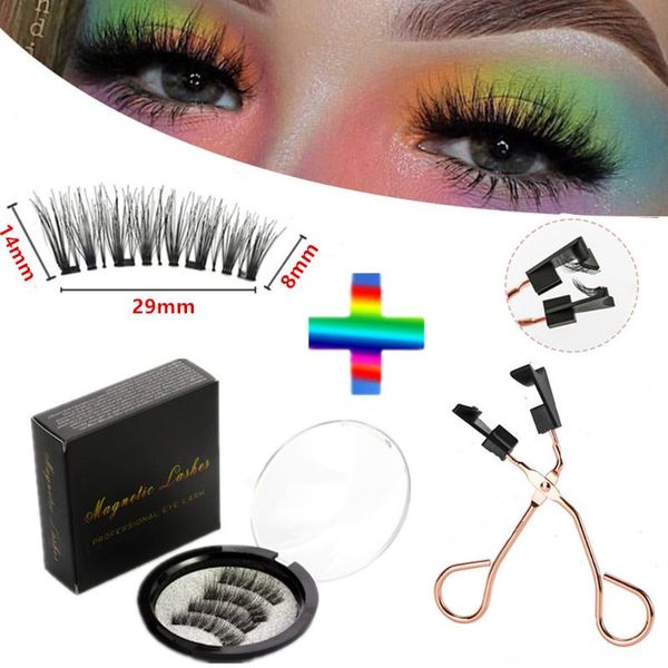 

false eyelashes skonhed magnetic eyelash set curler clip quantum kitno glue need easy apply handmade reusable makeup to