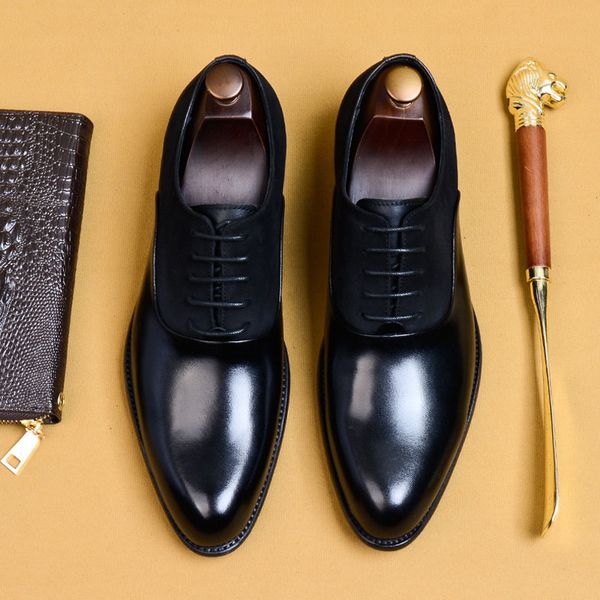 Scarpe formali in vera pelle nabuk Oxford abito italiano scarpe da sposa stringate scarpe da ufficio a punta scarpe brogue per uomo A44