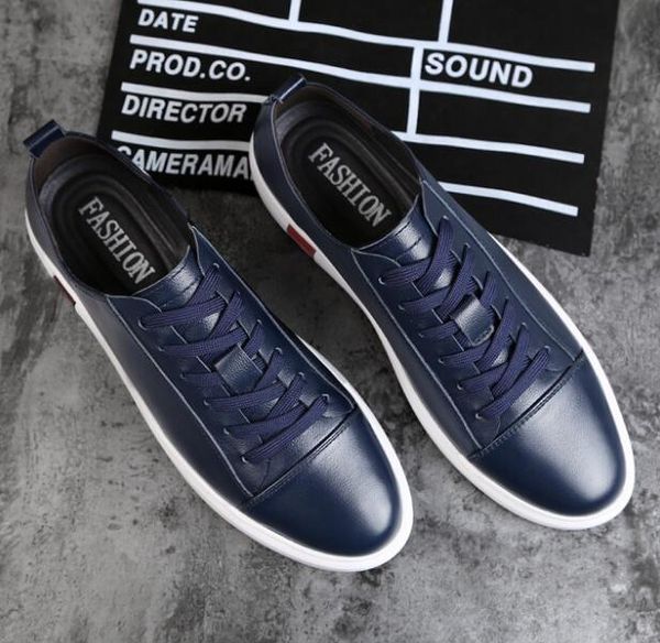 

2020 brand designer mens casual shoes summer breathable fashion white sneakers men genuine leather shoes loafers men, Black