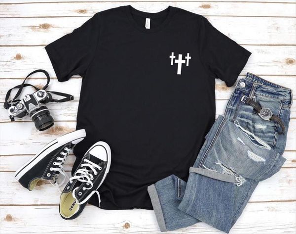 

crosses jesus pocket print womens t shirts cotton casual funny 90s lady yong girl drop ship s 872, White