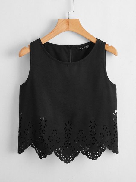 

keyhole back laser cut tank o6zg#, White