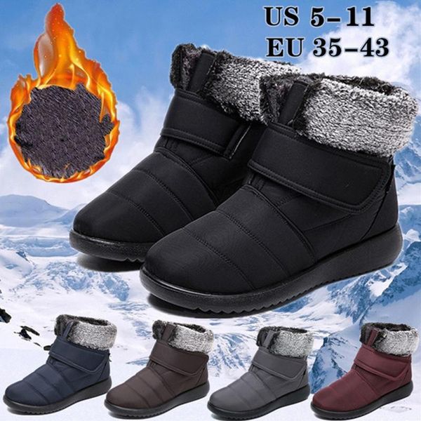 

boots women super warm ankle shoes woman plus size waterproof winter non-slip flat snow botas mujer footwear, Black
