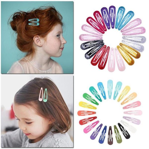 

hair accessories pins color glitter hairpin women baby girls snap clip for children kids cute metal barrette, Slivery;white