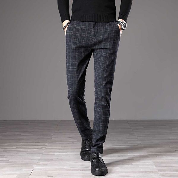 

2021 new casual pants in the fashion straight business thin plaid pants, male, korean version, male clothes. 8mc8, Black