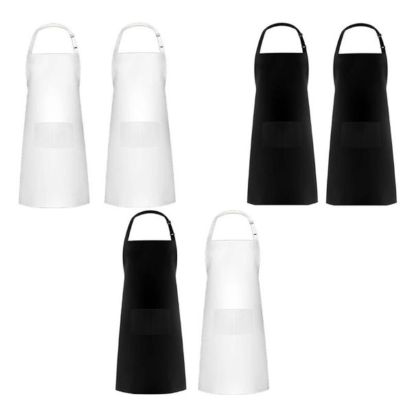 

2pcs adjustable bib apron waterproof with 2 pockets cooking bbq kitchen aprons