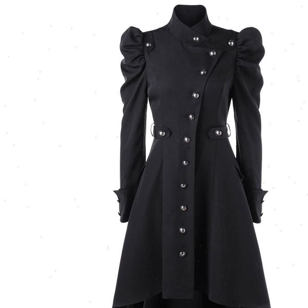 

fashion coat women 2021 female vintage steampunk long coat gothic overcoat ladies retro jacket brand veste femme clothing, Black;brown